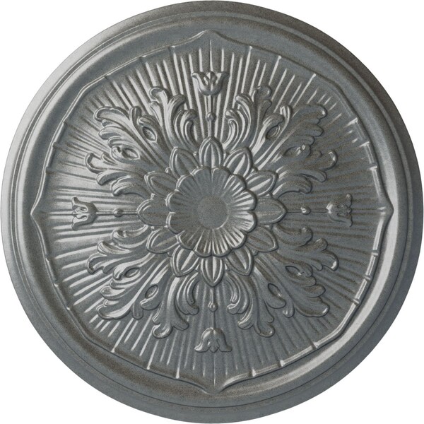 Ekena Millwork Luton Ceiling Medallion (Fits Canopies up to 1 1/8"), Hand-Painted Platinum, 15 3/4"OD x 5/8"P CM16LUPLS - main